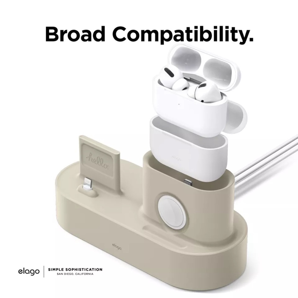 Elago 3 in 1 Charging Station for Apple Watch, AirPod pro, iPhone Cream - Picture 9 of 15